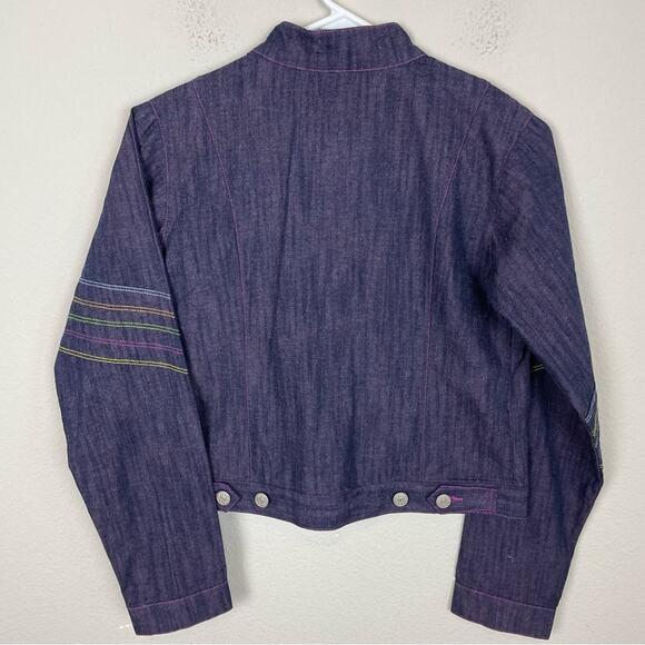 American Girl Purple Denim Zip Embroidered Jacket Large (14/16) - Picture 7 of 7